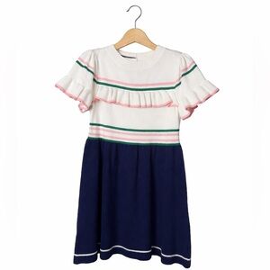 Janie and Jack Navy/Creamy White Lightweight Sweater Dress. Size 8. Great Cond